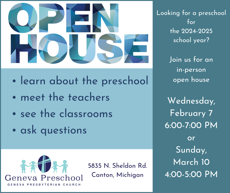 Geneva Preschool Geneva Presbyterian Church   Open House February 2024 1 